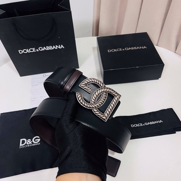 Dolce&Gabbana  新款双面小牛皮男士徽标腰带,双面可用，4.0cm