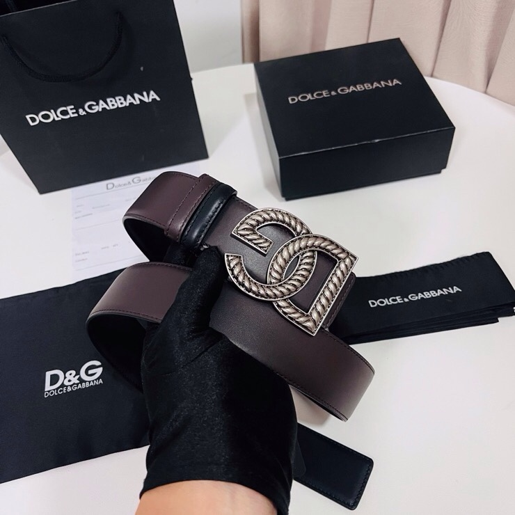 Dolce&Gabbana  新款双面小牛皮男士徽标腰带,双面可用，4.0cm