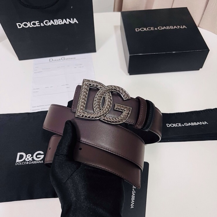 Dolce&Gabbana  新款双面小牛皮男士徽标腰带,双面可用，4.0cm