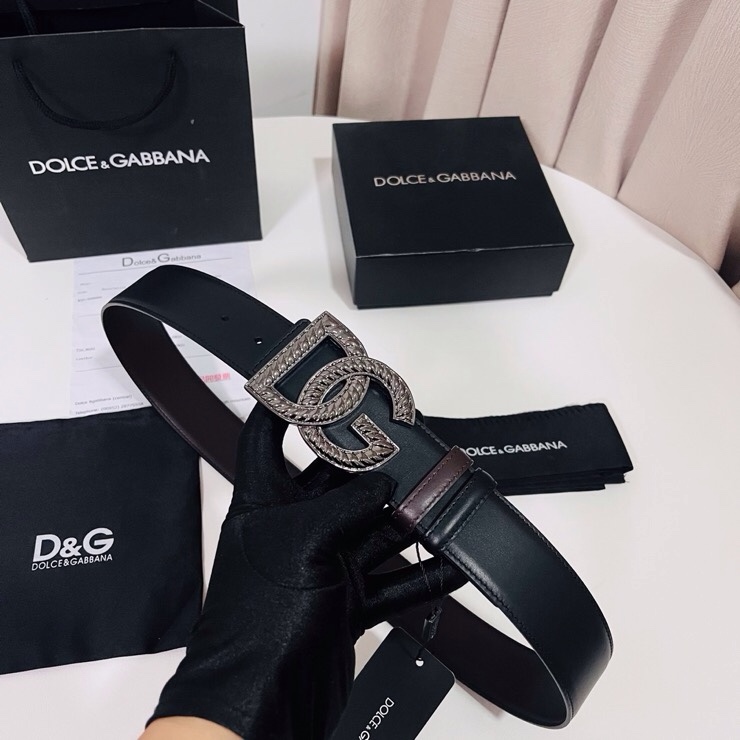 Dolce&Gabbana  新款双面小牛皮男士徽标腰带,双面可用，4.0cm