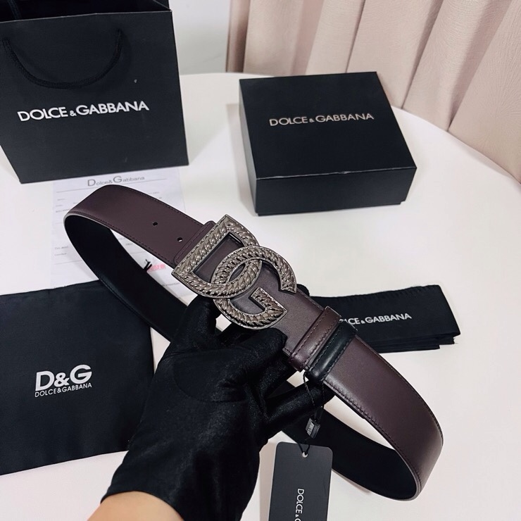 Dolce&Gabbana  新款双面小牛皮男士徽标腰带,双面可用，4.0cm