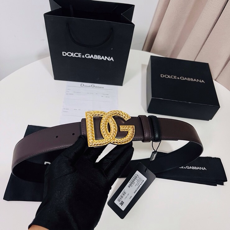 Dolce&Gabbana  新款双面小牛皮男士徽标腰带,双面可用，4.0cm