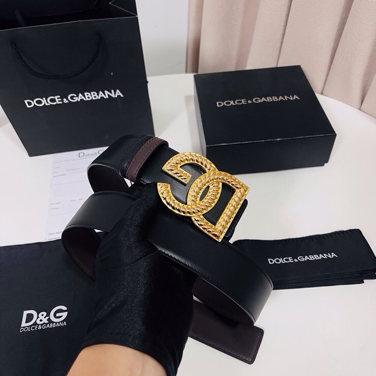 Dolce&Gabbana  新款双面小牛皮男士徽标腰带,双面可用，4.0cm