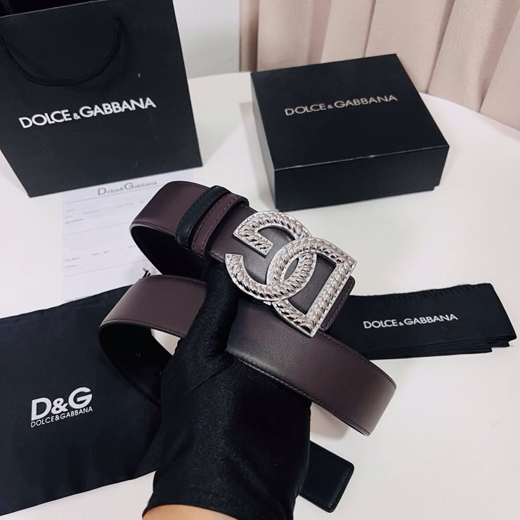 Dolce&Gabbana  新款双面小牛皮男士徽标腰带,双面可用，4.0cm