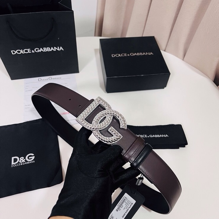 Dolce&Gabbana  新款双面小牛皮男士徽标腰带,双面可用，4.0cm