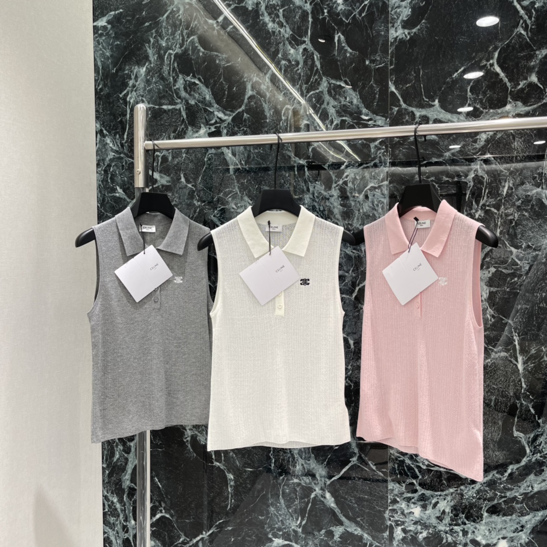 NO:783566,The highest version on the market, the girl inspects the goods, trims the three marks on the threads, and delivers the goods. You can send pictures and videos. If you want quality and service, please add me on WeChat. We will not accept urgent orders. CE 26 spring and summer new style. Lapel knitted vest. Logo embroidered on the chest. Low-key and recognizable. Sleeveless tailoring. Wear alone or layered with shirts. Jackets are OK. Easy to wear for commuting and leisure. Looks good no matter how you match it. It is a must-have and practical item for the wardrobe! Three colors SML, Celine-clothing, celine, jackets &  coats,shirts,19860909市面最高版本小妹验货、修剪线头上三标、发货可发图及拍视频,要品质要服务的加我微信,不接急单. CE 26春夏新款 翻领针织背心 胸前刺绣Logo 低调又有辨识度 无袖剪裁 单穿或叠搭衬衫 外套都很OK 通勤休闲都能轻松驾驭~怎么搭都好看 是衣橱必备实用单品!三个色SML,赛琳-服装,celine,jackets & coats,shirts,,Women's clothing