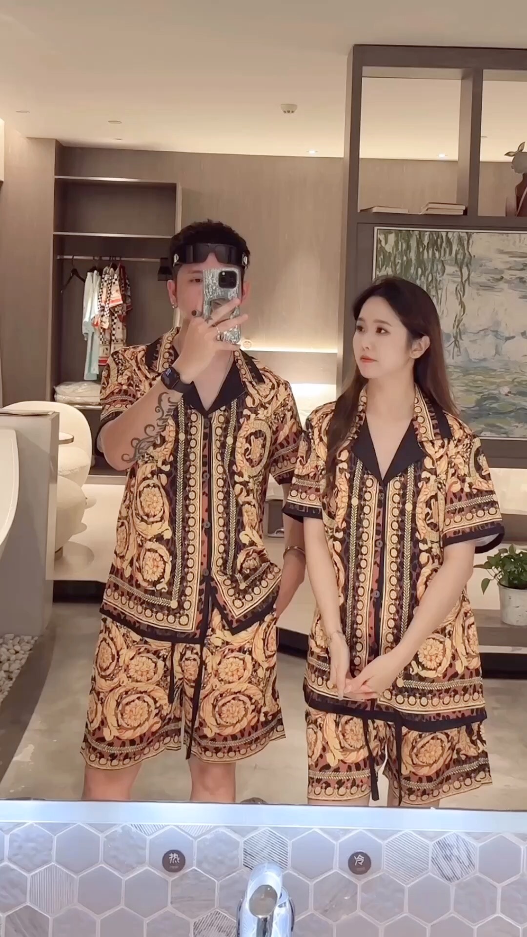 P210 disponible al día siguiente, reposición de éxito, Versace ropa de casa, tejido de seda coreano de alta costura, su…
