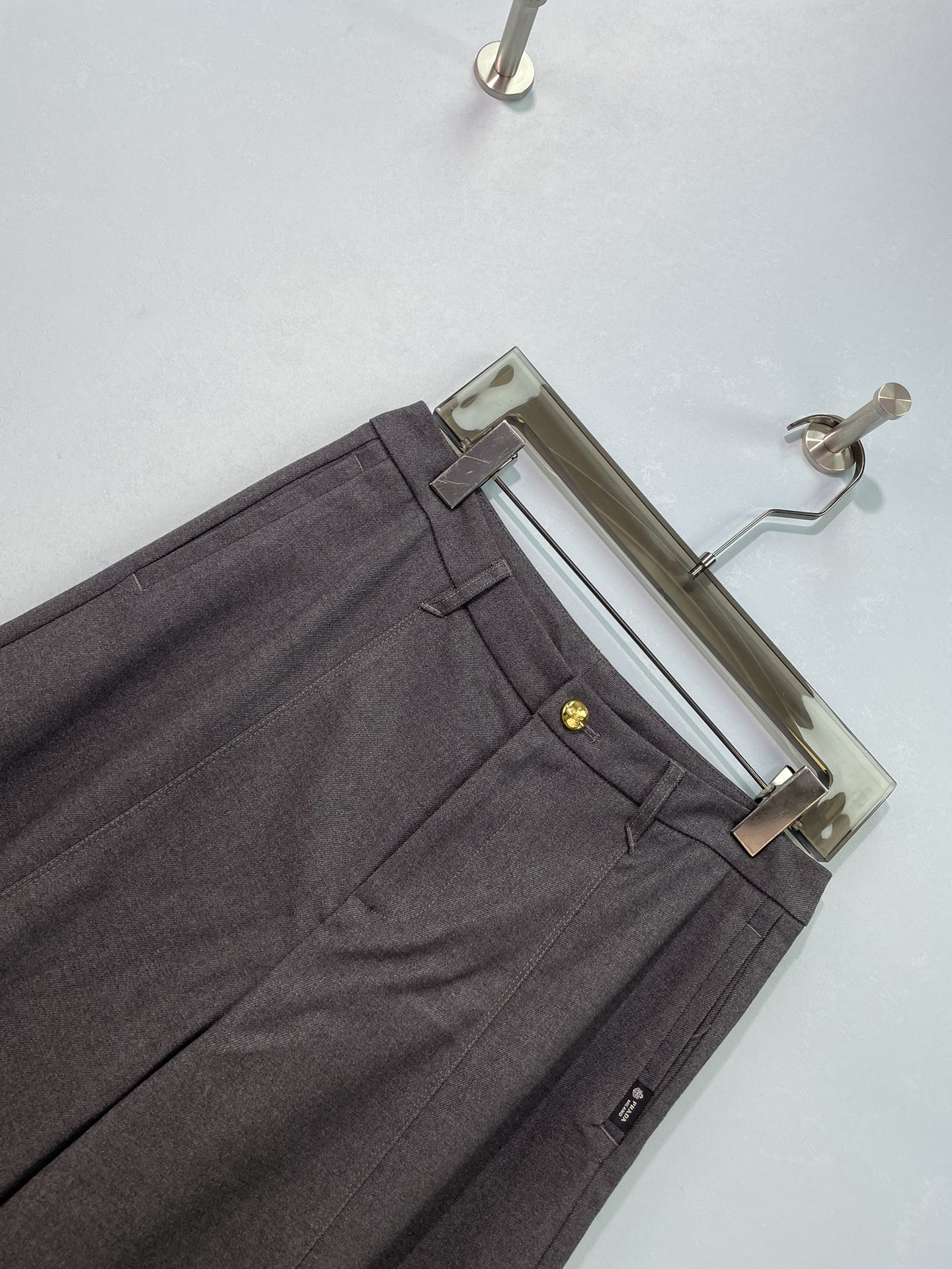 Brown Pleated Wide-Leg Pants