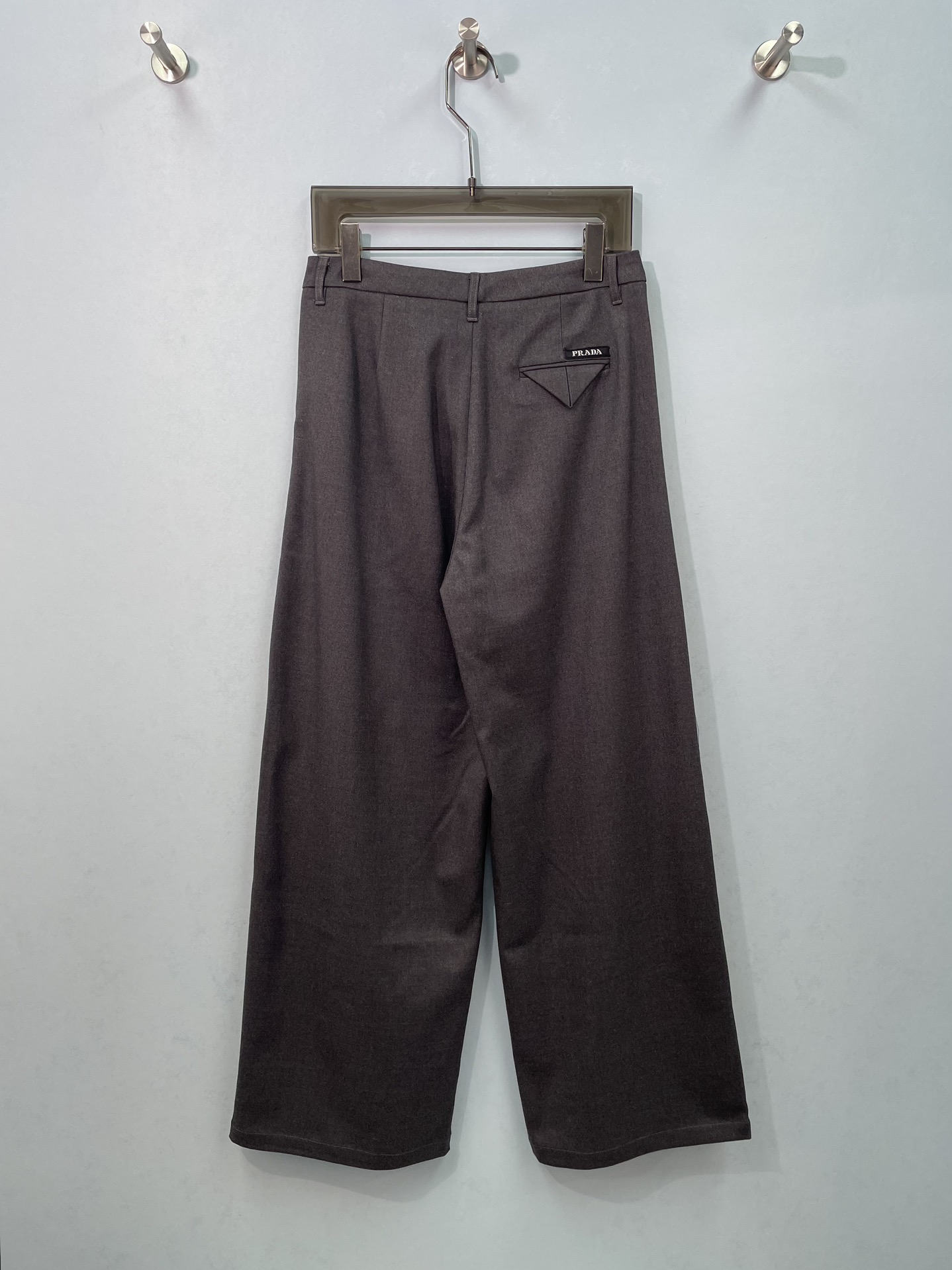 Brown Pleated Wide-Leg Pants