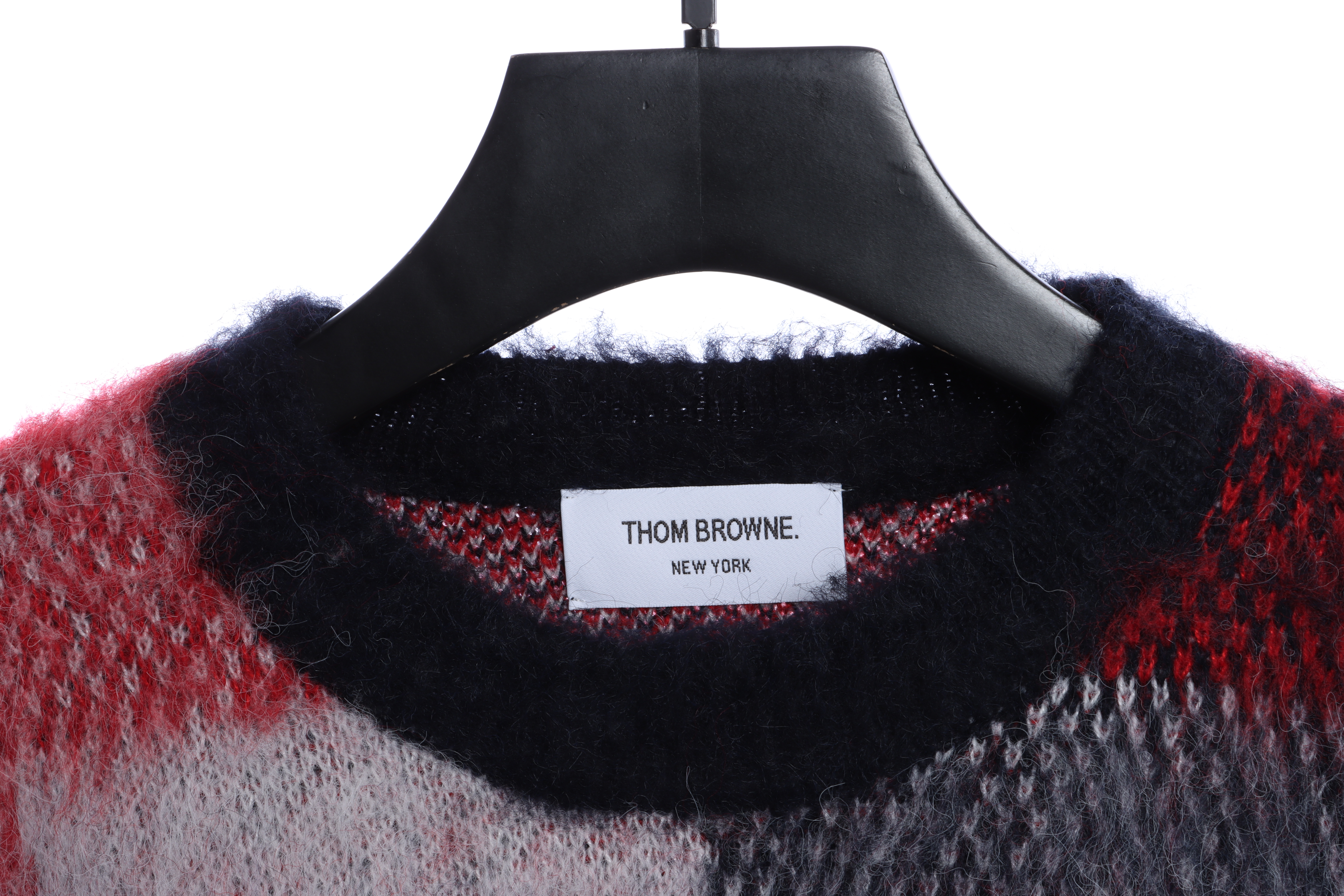 P350 THOM BROWNE 格子马海毛毛衣 红色