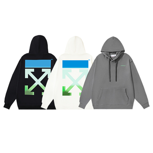 Off-White Clothing Hoodies Black White Cotton Hooded Top