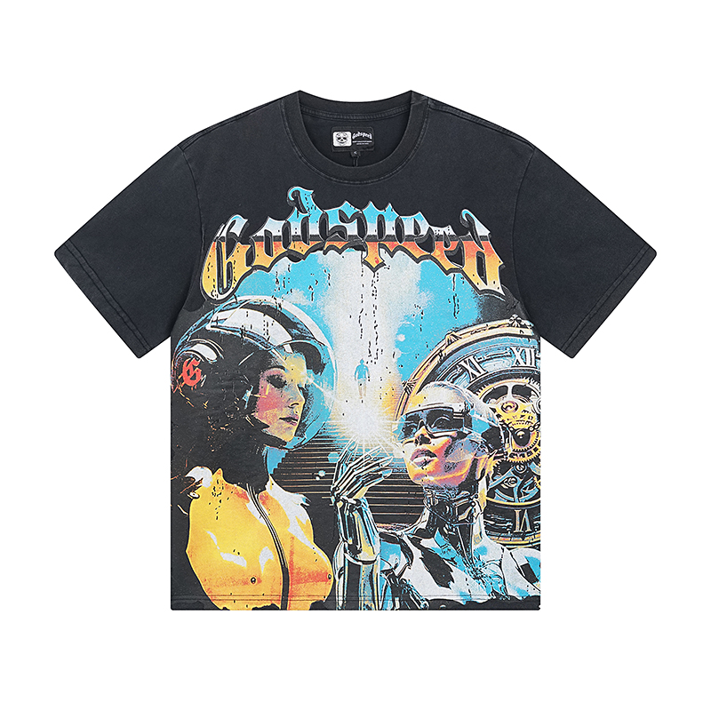 “Godspeed Rock Street Retro Cotton Short Sleeves in Black, Code X-3 1000#” - 图片 2