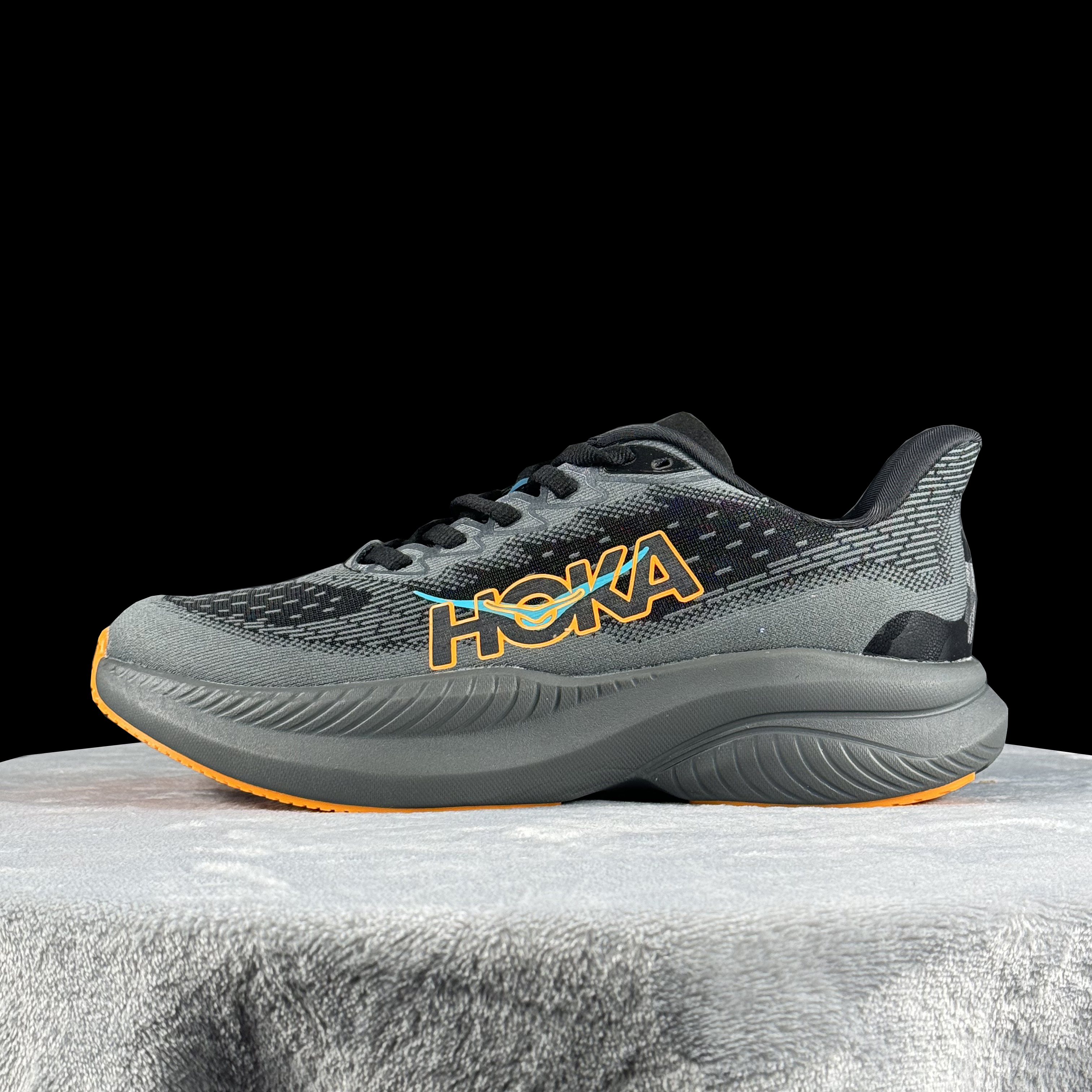 HOKA ONE ONE MACH 6 舒适百搭耐磨 低帮跑步鞋 黑橙绿/1147790-BKLC 40-45带半码