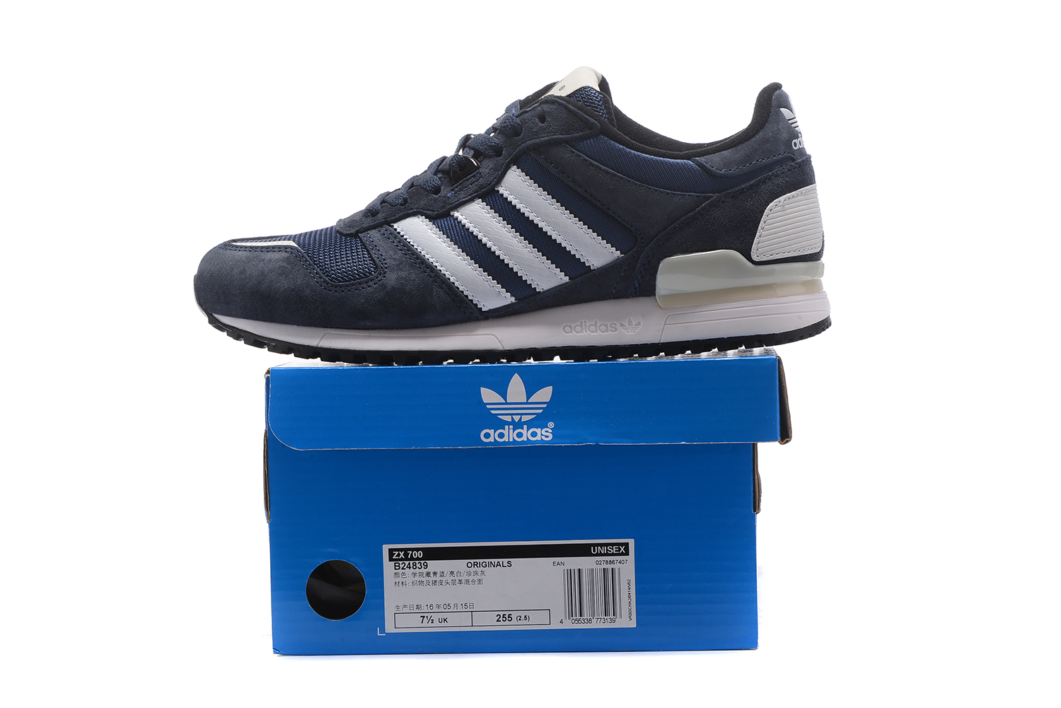 货号B24839 阿迪达斯ZX700系列深蓝白39 真标带半码 猪巴 |