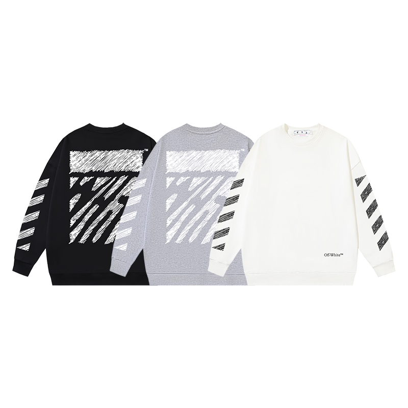 Off-White Copy
 Clothing Sweatshirts Unsurpassed Quality
 Black Doodle Grey White Cotton