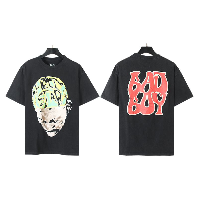 611# Foto real Hellstar Camiseta de manga corta con estampado lavado Tejido: 250 gramos 32 hilos doble algodón puro Col…