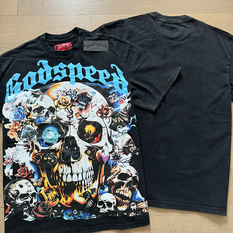 Godspeed Rock Street Retro Cotton Short Sleeves in Water Washing Black - 图片 9