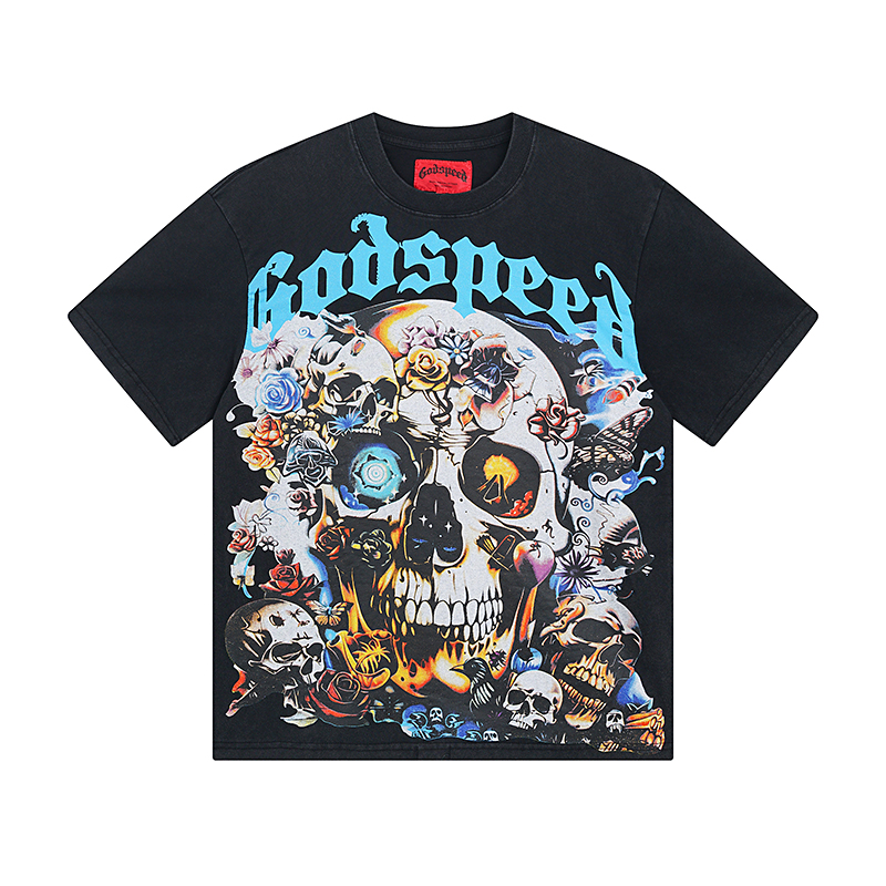 Godspeed Rock Street Retro Cotton Short Sleeves in Water Washing Black