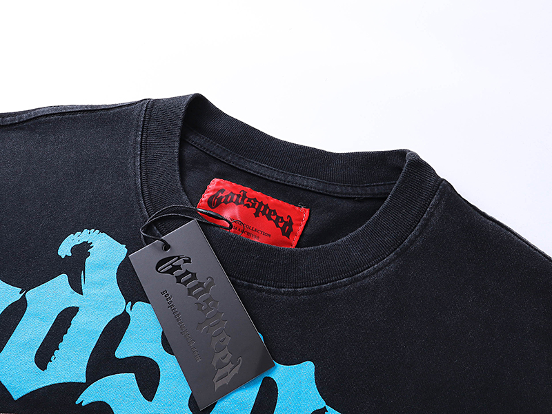 Godspeed Rock Street Retro Cotton Short Sleeves in Water Washing Black - 图片 3