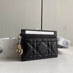 Dior Wallet Card pack Women Genuine Leather Lambskin Sheepskin