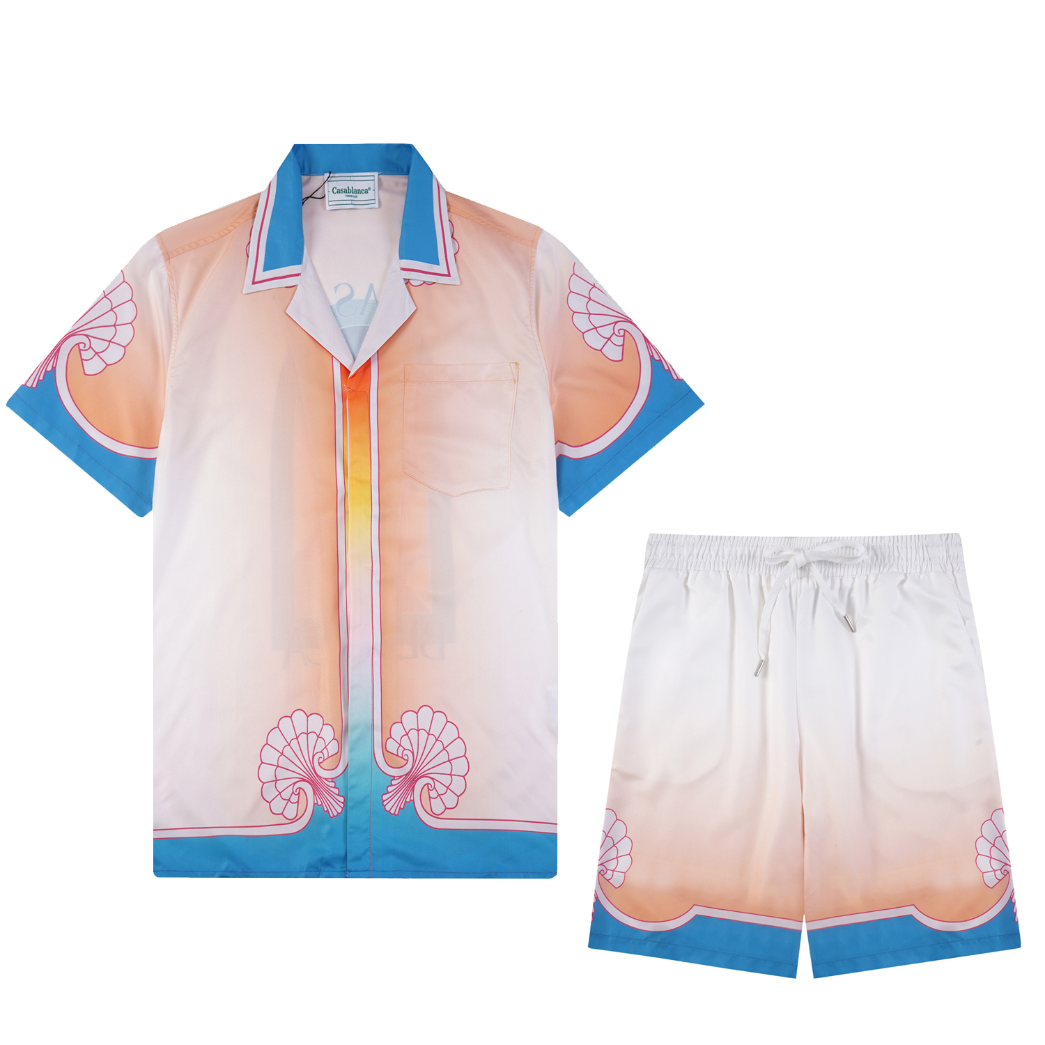 MING 9753 Shirt and MING 759 Shorts Set with Casablanca Short Sleeve Shirt Suit