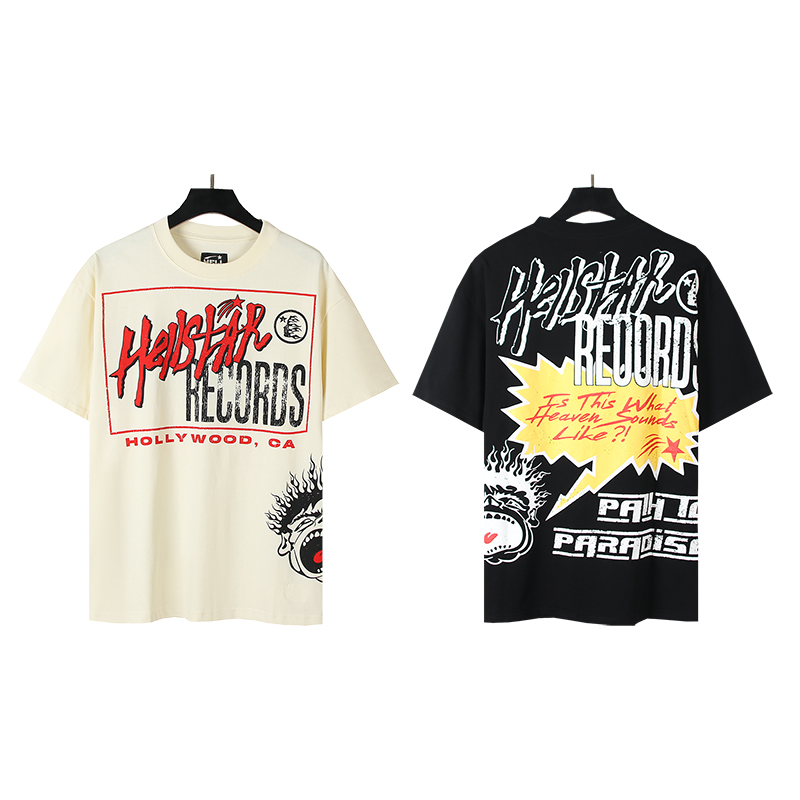 509# Foto real Hellstar estrella del infierno camiseta de manga corta holgada de algodón de estilo urbano ame…