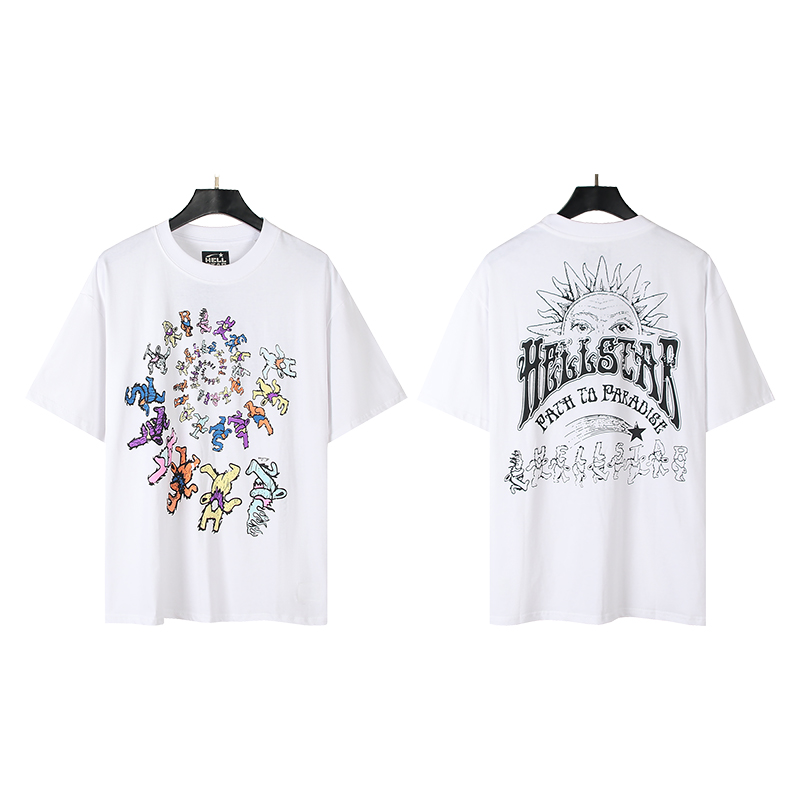 522# Foto real Hellstar estilo deportivo americano moda callejera algodón puro holgada camiseta de manga corta Tejido: …