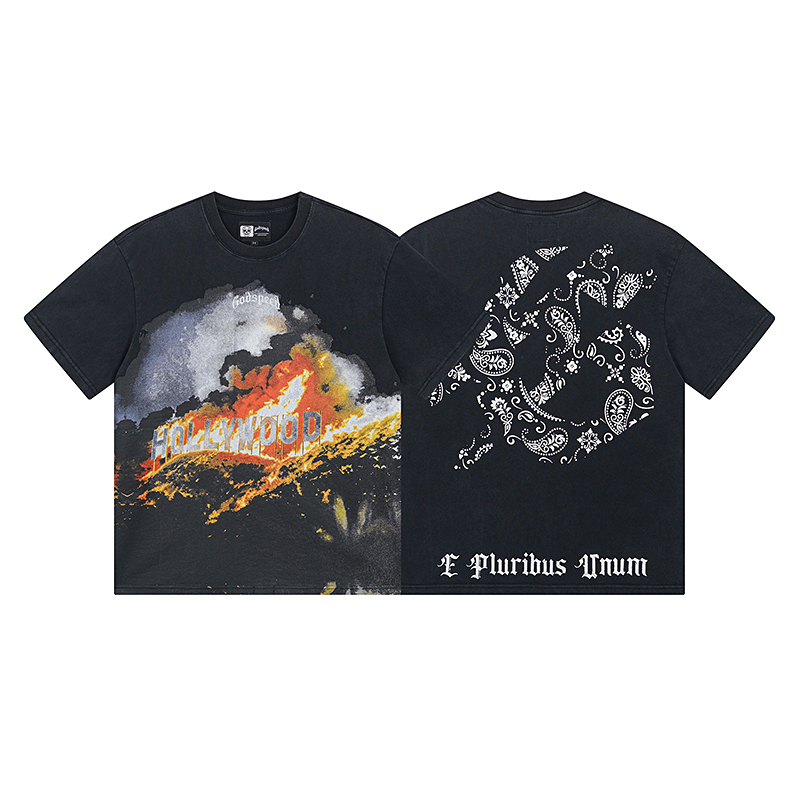 “Godspeed Rock Street Retro Cotton Short Sleeves in Water Washing Black”