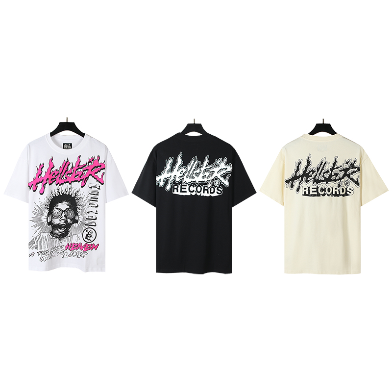 507# Fotos reales Hellstar Estrella del Infierno sonido celestial moda americana de alta calle camiseta de manga corta …