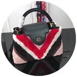 Louis Vuitton LV Capucines Bags Handbags Brown Red Wool Fashion Casual M48865