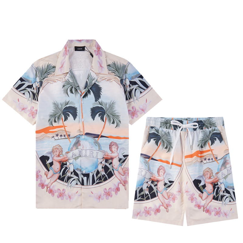 MING 9733 SHIRT MING 750 SHORTS 2024 AMIRI SHORT-SLEEVE SUIT SIZE: M L XL XXL XL - 图片 1