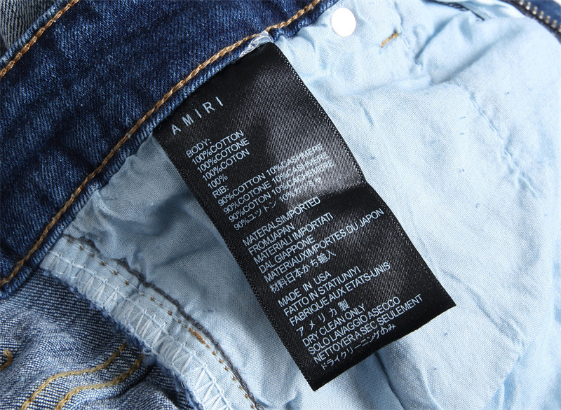 “Autonomous AMIRI Purple Cobra Embroidered Jeans: Hand-Coded Logo Buttons, Light Blue, Sizes S-XL” - 图片 5