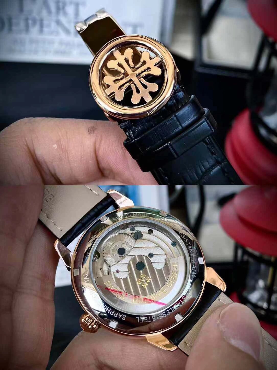 品牌: 百达翡丽(贝壳飞轮新品，商务休闲）奢华大气类型：精品男士腕表（新品）表带：真牛皮表带(舒适)/316L精钢表带(耐用)机芯:高级机械机芯（稳定）材料：矿物质防刮镜面（高清，耐磨）大气爆款 豪情风格 腕间瑰宝  匠心独蕴  尺寸：直径43mm厚度13mm热卖上市！