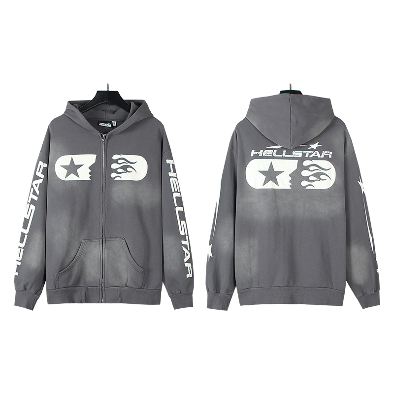 Hellstar Hoodie Coat in Ash Wash, 380g Pure Tampons Fabric, Multiple Sizes Available - 图片 1