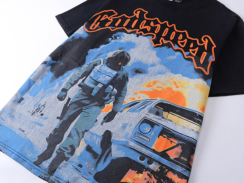 Retro Cotton Short Sleeves: Godspeed Rock Street’s X-3 1006# Laundry Black Collection - 图片 5
