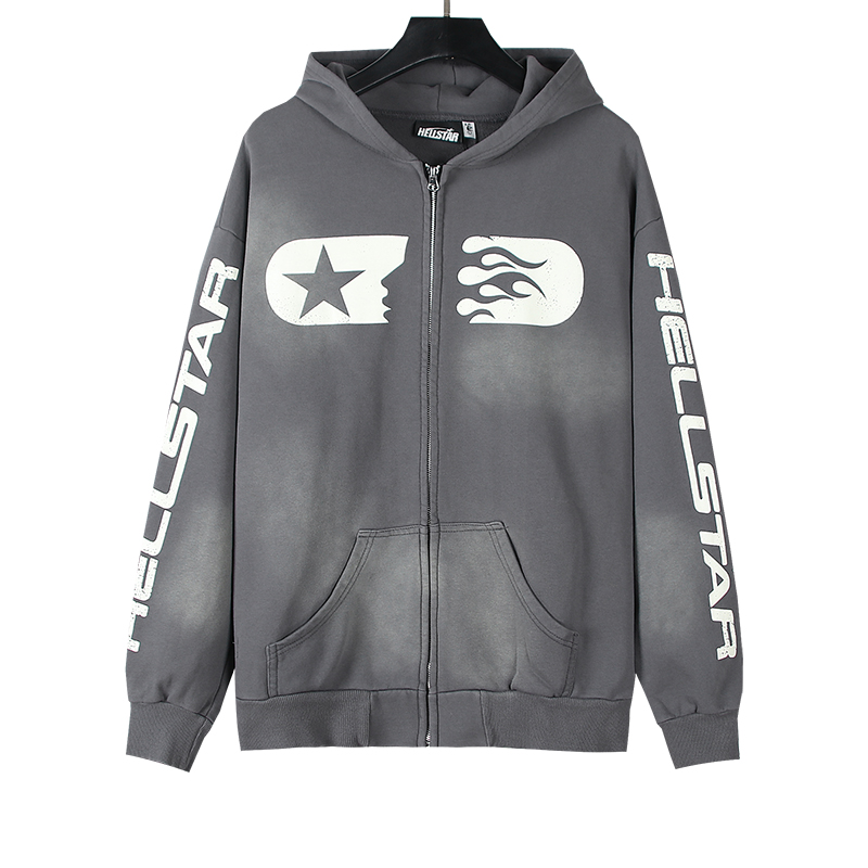 Hellstar Hoodie Coat in Ash Wash, 380g Pure Tampons Fabric, Multiple Sizes Available - 图片 2