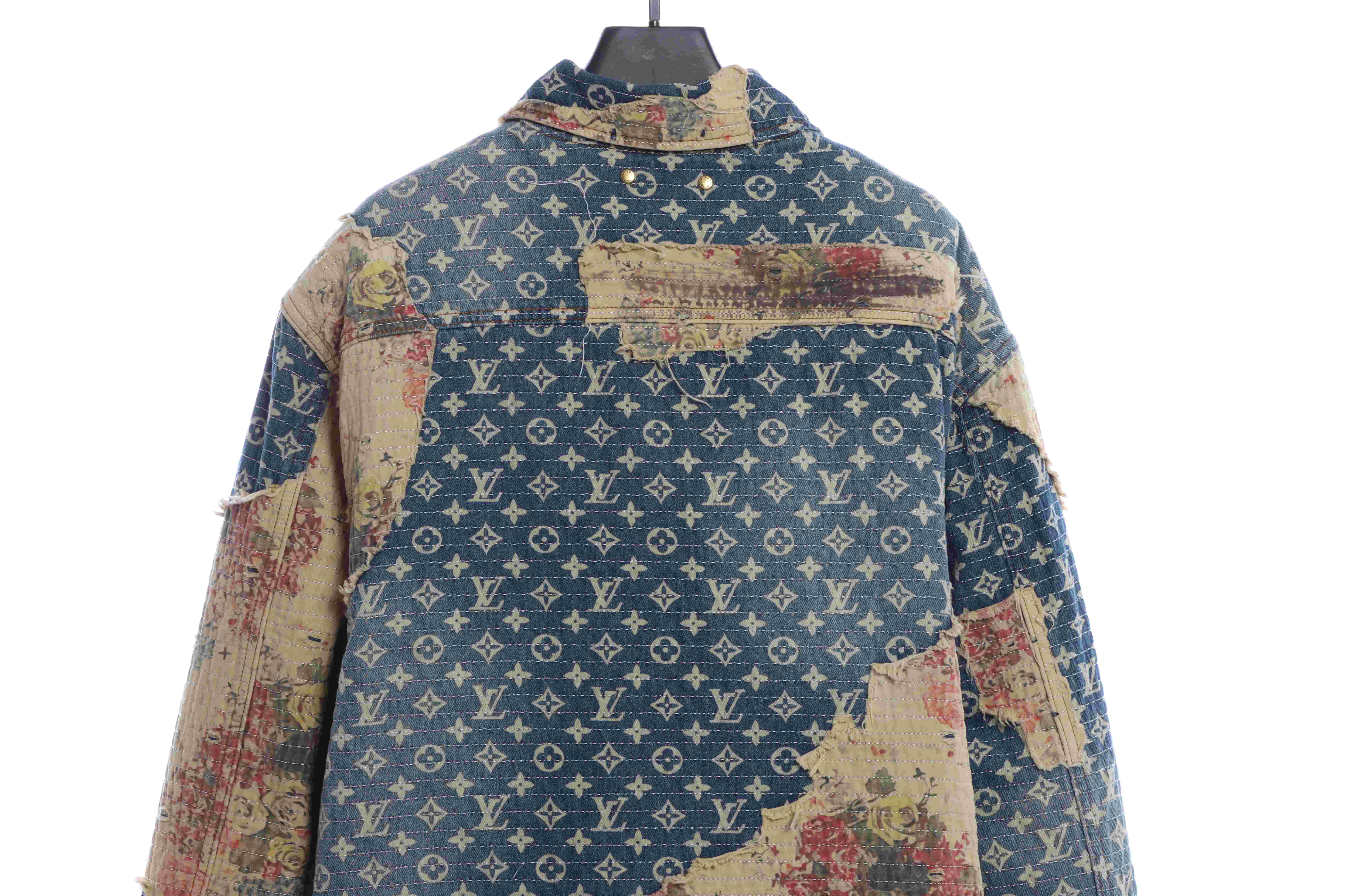 P700 Louis vuitton 22FW 复古玫瑰花卉碎花贴布牛仔夹克棉服