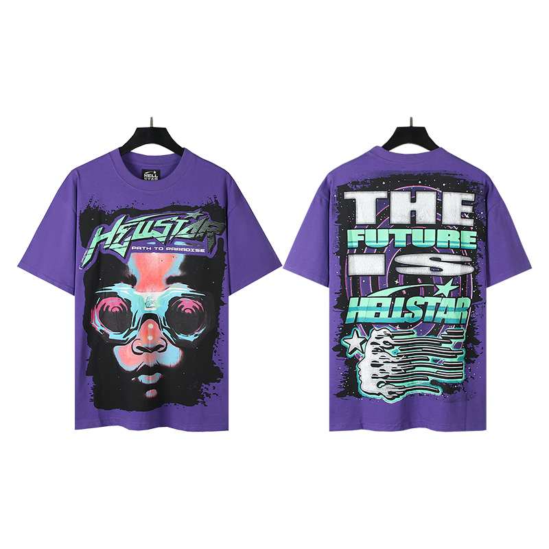 518# Foto real Hellstar camiseta de manga corta holgada de algodón puro estilo urbano americano deportivo, tela: 250g 3…