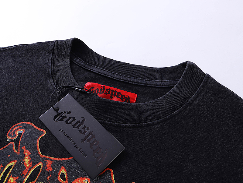 Godspeed Rock Street Retro Cotton Short Sleeves in Water Washing Black - 图片 4