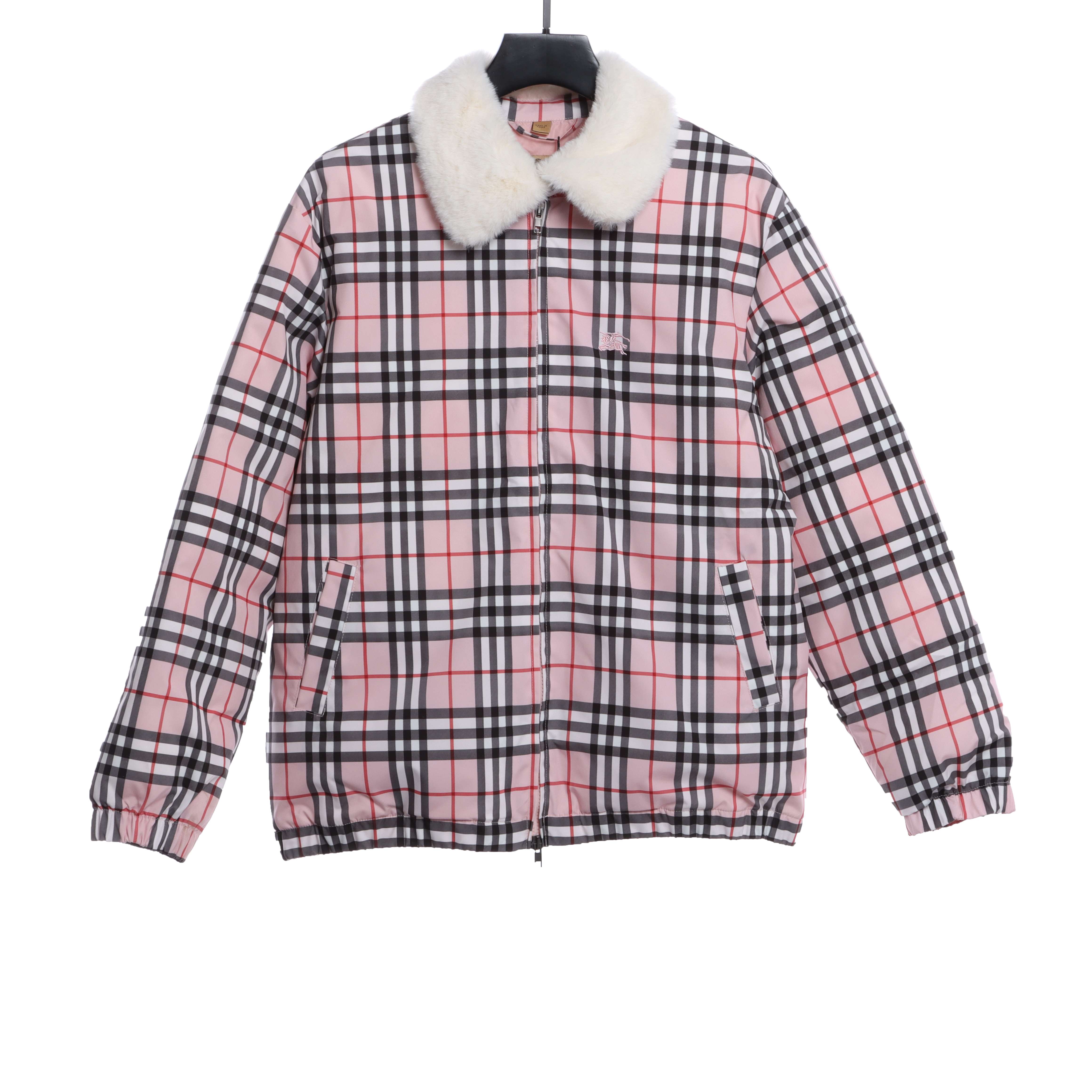 burberry×supreme联名毛领背后刺绣羽绒服 红色