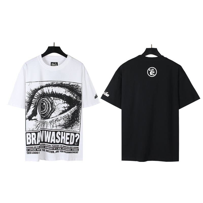 520# Foto real Hellstar camiseta de manga corta holgada de algodón puro estilo urbano americano deportivo, tela: 250g 3…