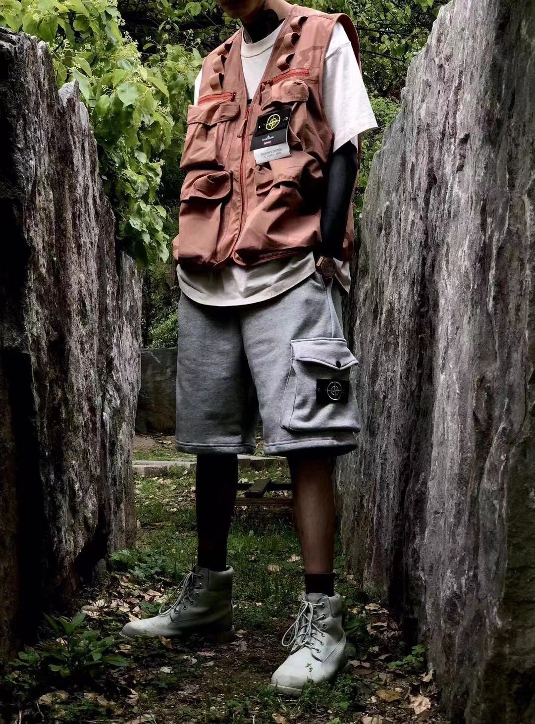 Section C-Z 417 Stone Rocks Pocket Retrieval Emboss Pants M-XXL - 图片 3