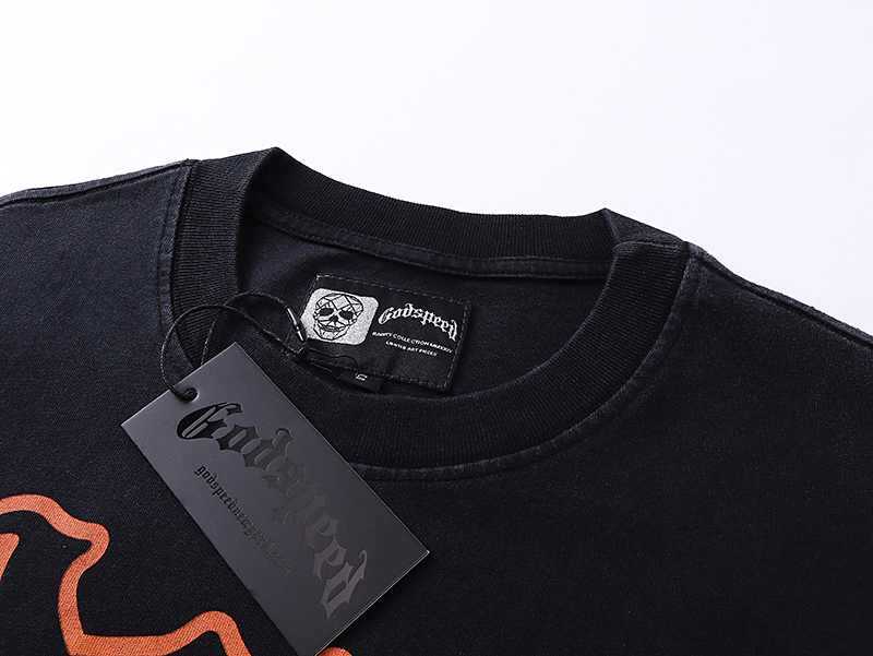 Retro Cotton Short Sleeves: Godspeed Rock Street’s X-3 1006# Laundry Black Collection - 图片 4