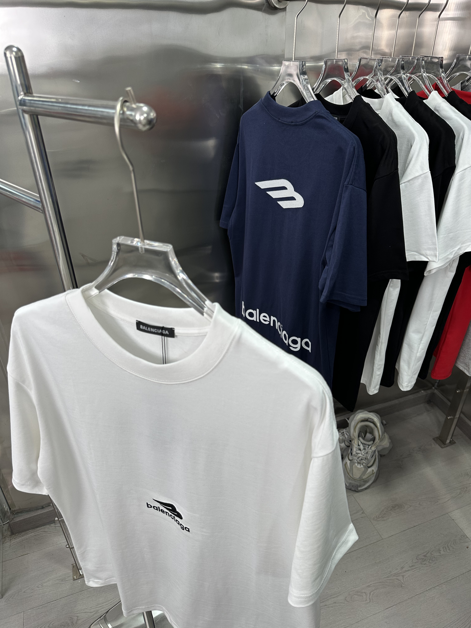 P73 Balenciaga 26S camiseta de manga corta de primavera, tejido de algodón doble hilo de 270 g, letras logotipo grande …