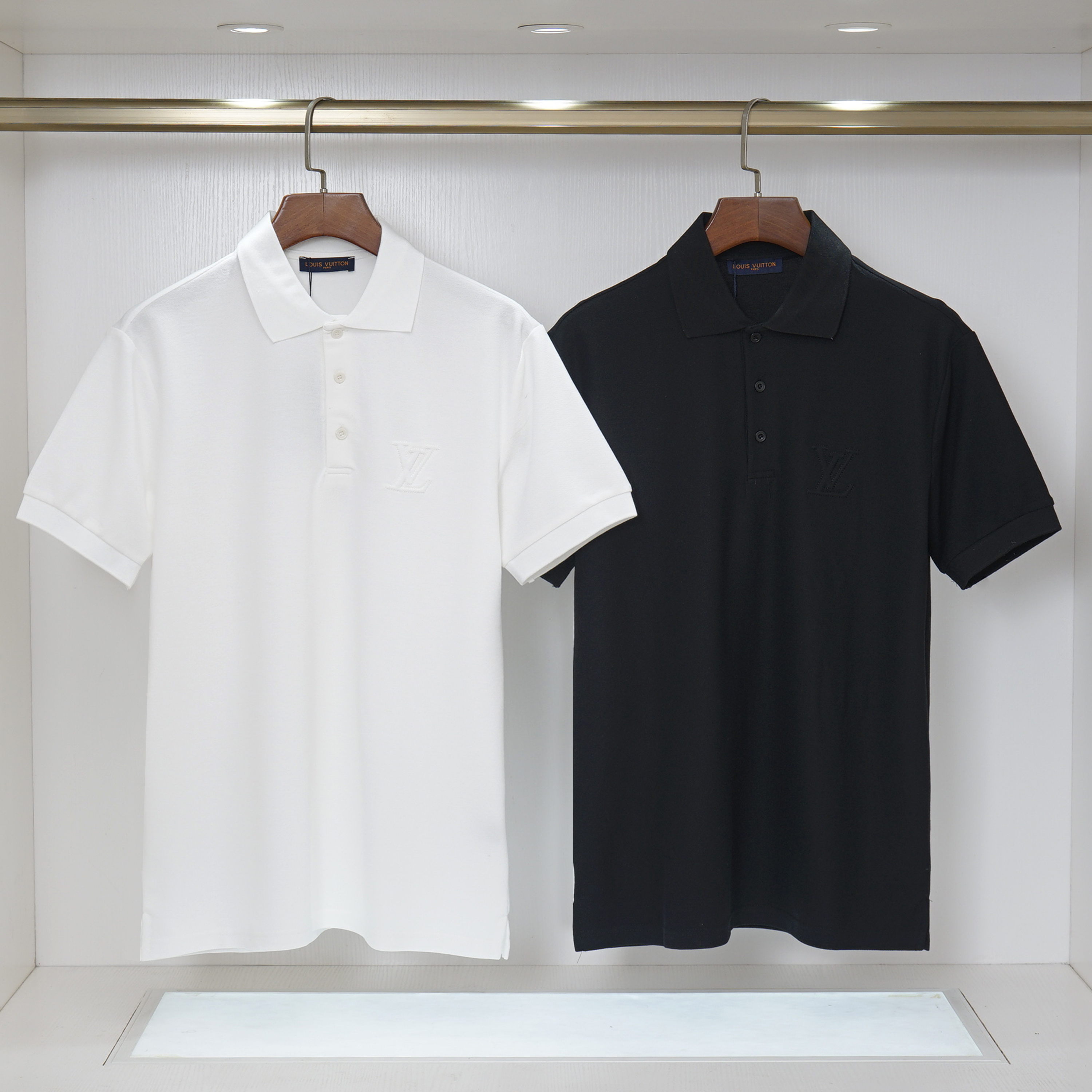 P75 6025 #LV nueva camisa PoLo con cuello invertido y manga corta, negro, blanco, talla M a 3xL