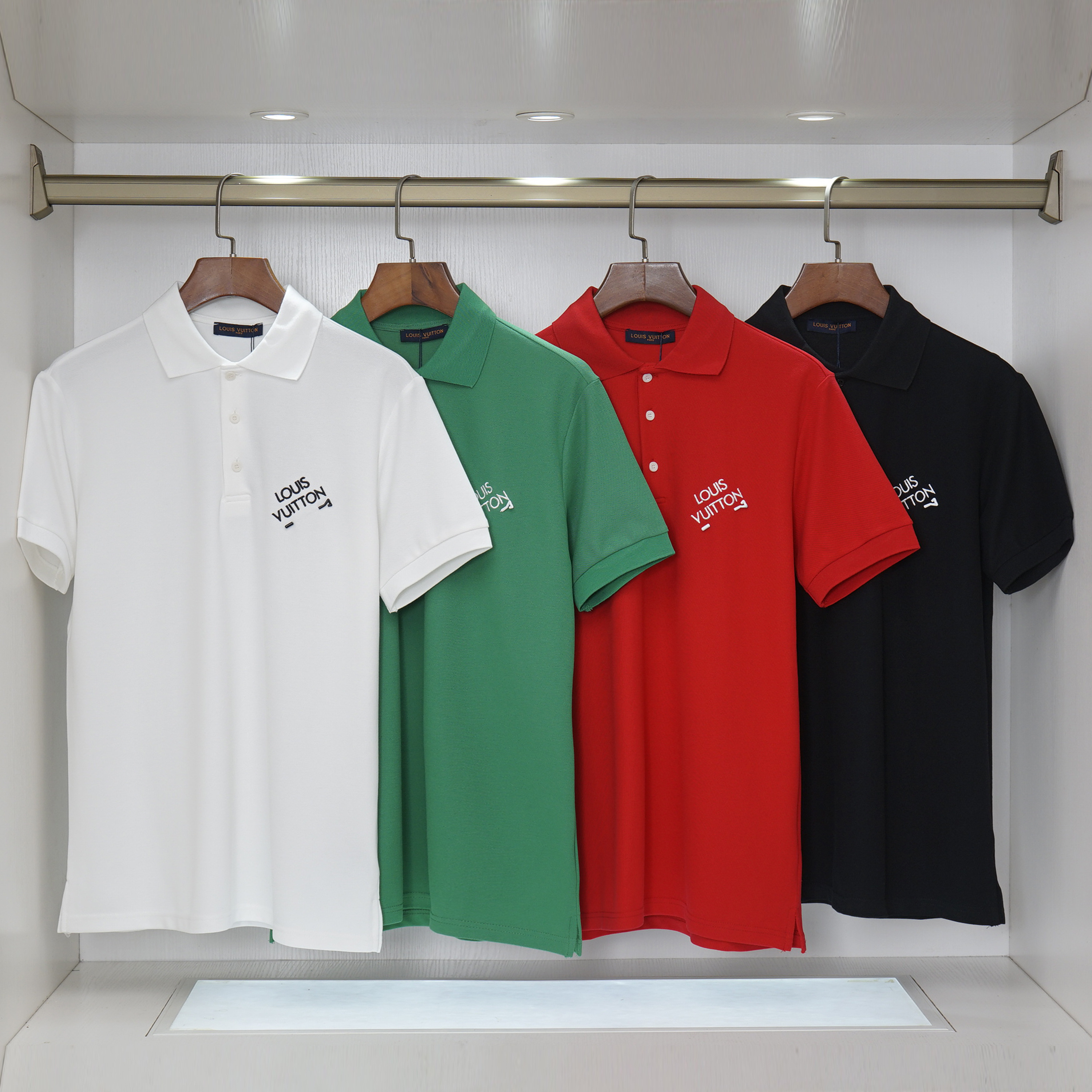 6036# Nueva camiseta tipo polo LV con cuello vuelto, negro, blanco, verde, rojo, tallas M a 3XL, P82