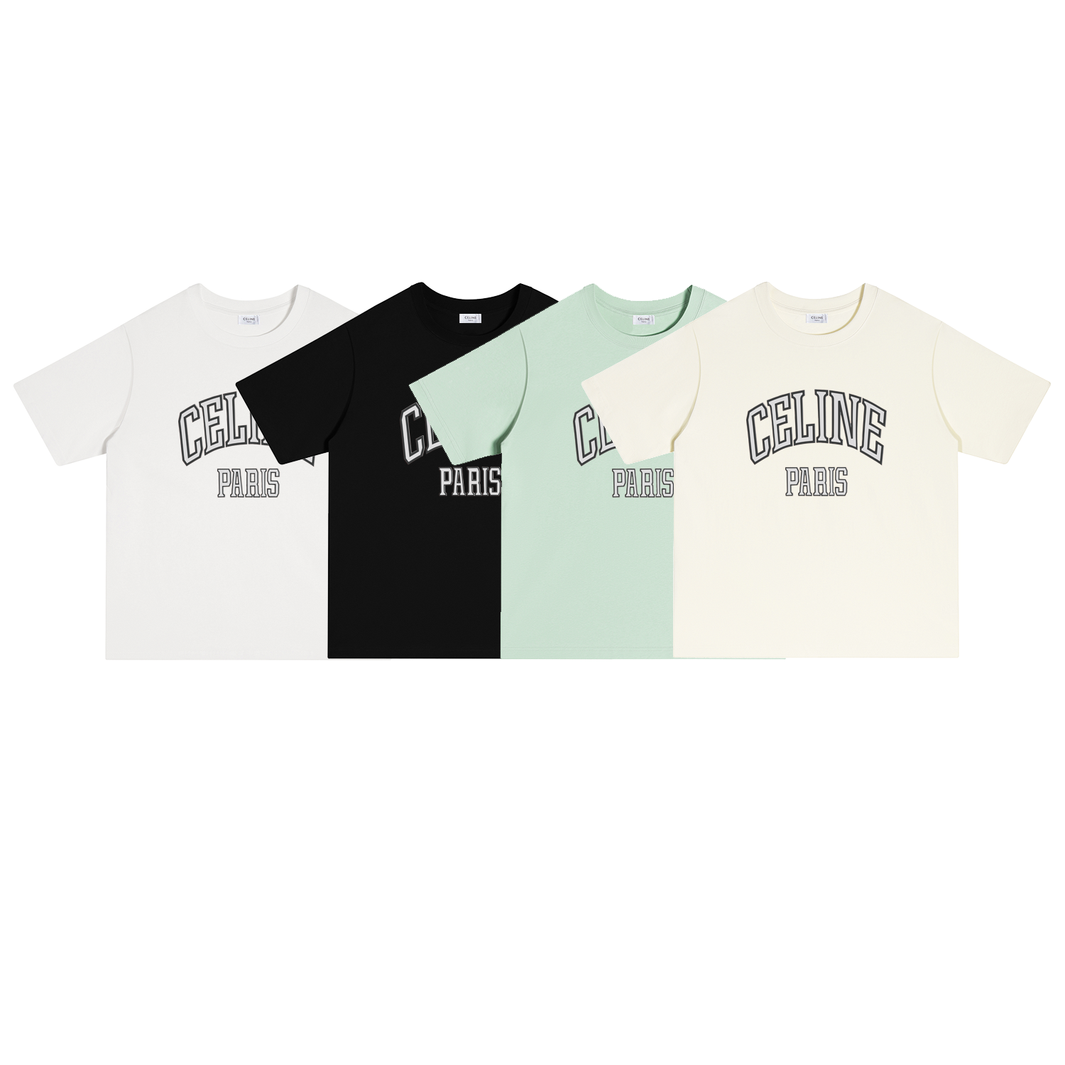 S118 P70 CELINE/赛琳 camiseta S-XL blanco, negro, albaricoque, verde, algodón puro doble hilado 32 cabos 260g