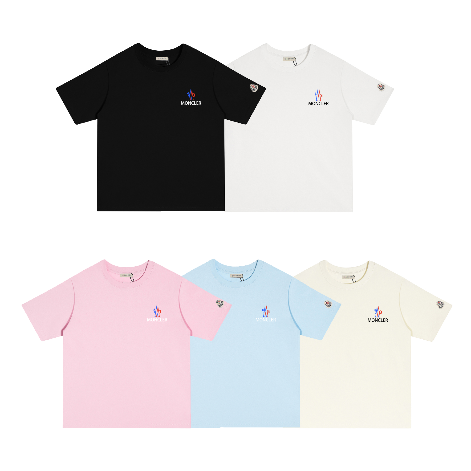 D260 P80 Camiseta de manga corta Montgu M-XXL blanco, negro, albaricoque, azul cielo, rosa, algodón puro de doble hilo …
