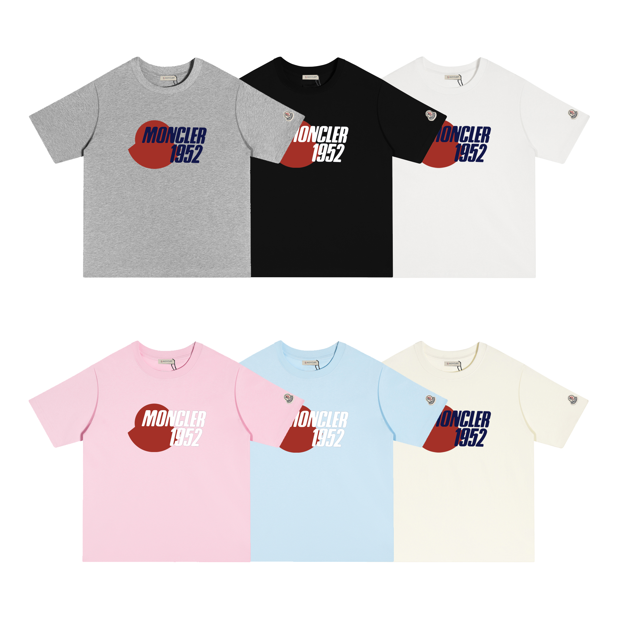 D262 P80 Camiseta de manga corta Montgu M-XXL blanco, negro, gris, albaricoque, azul cielo, rosa, algodón puro de doble…