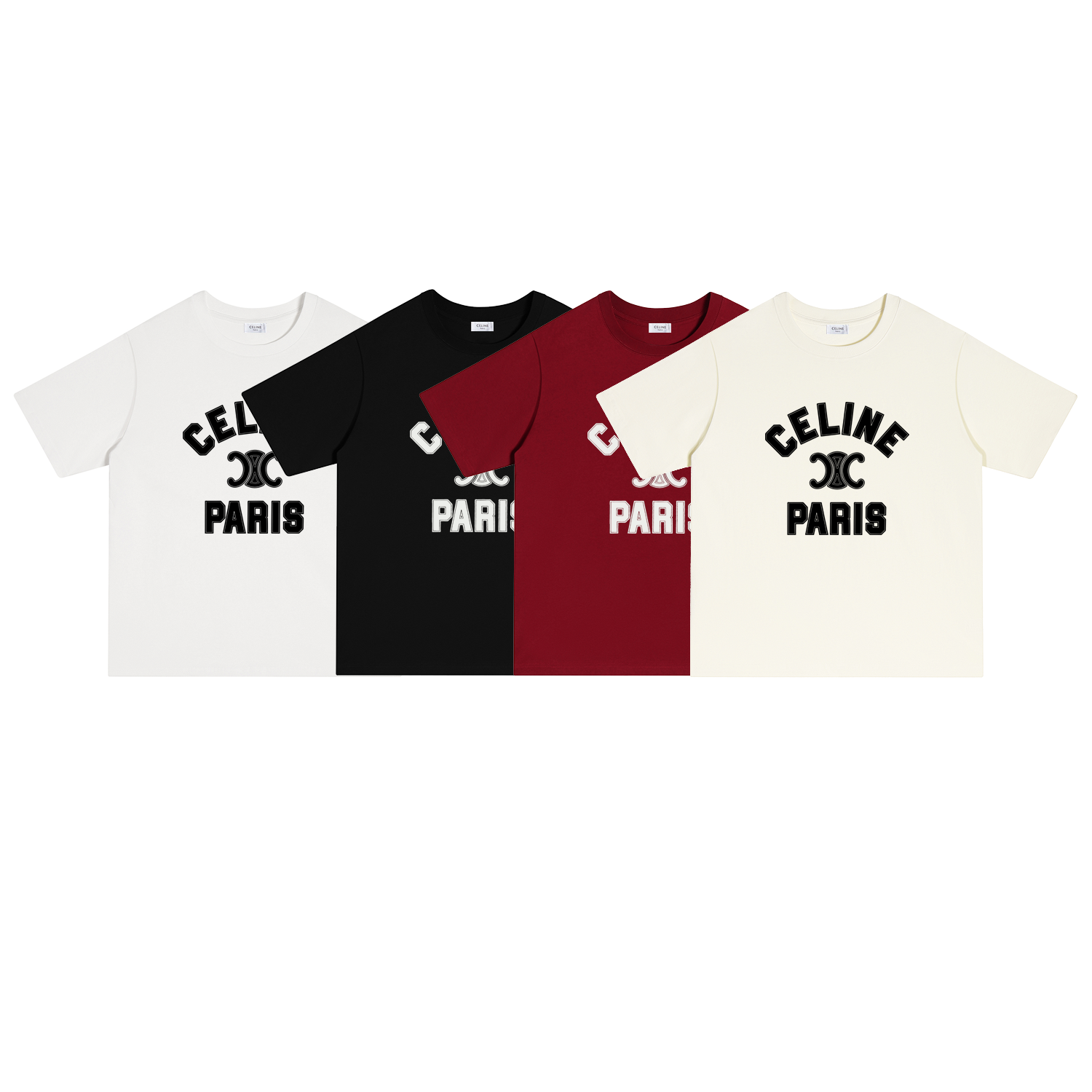 S123 P70 CELINE/赛琳 camiseta S-XL blanco negro albaricoque rojo algodón puro de doble hilo 32s 260g